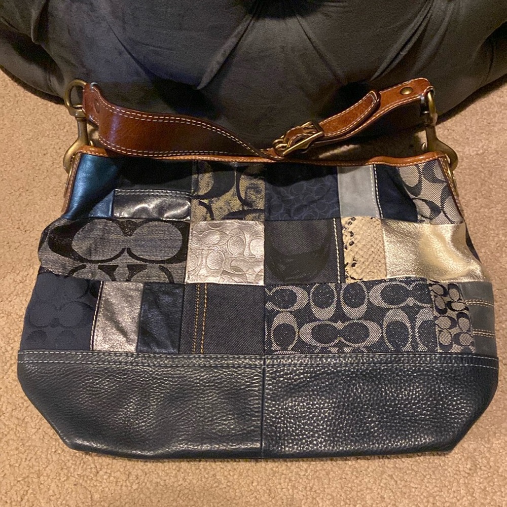 Coach patchwork hobo navy